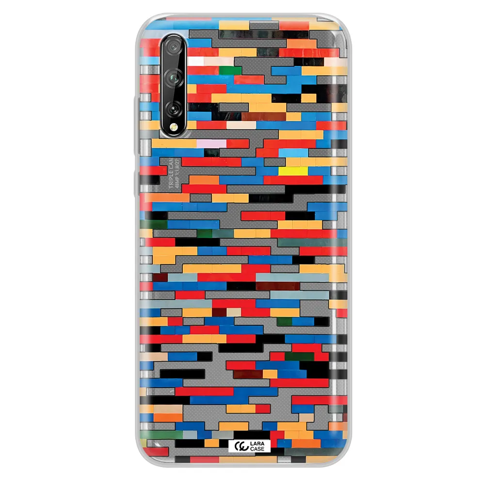 a colorful rectangular pattern on a white surface Huawei P Smart S Clear TPU Case