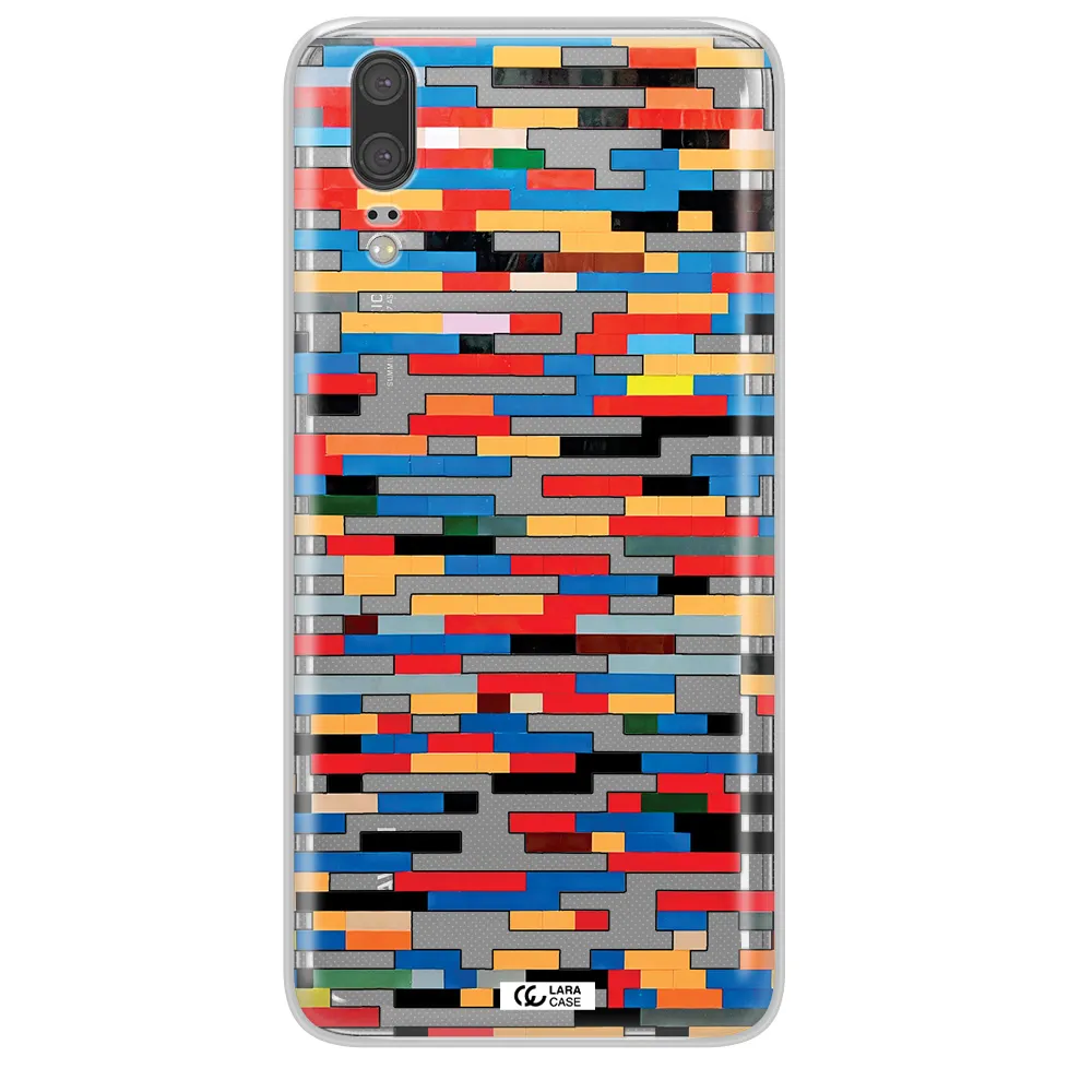 a colorful rectangular pattern on a white surface Huawei P20 Clear TPU Case