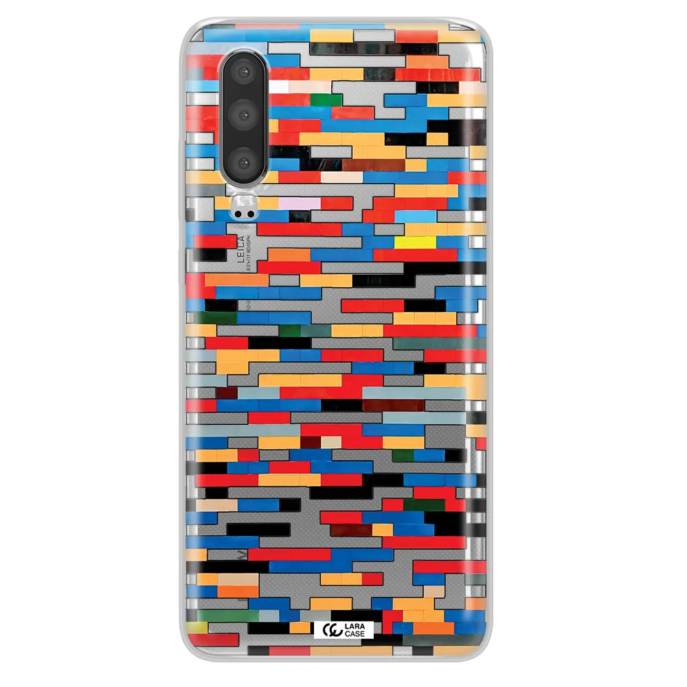 a colorful rectangular pattern on a white surface Huawei P30 Clear TPU Case