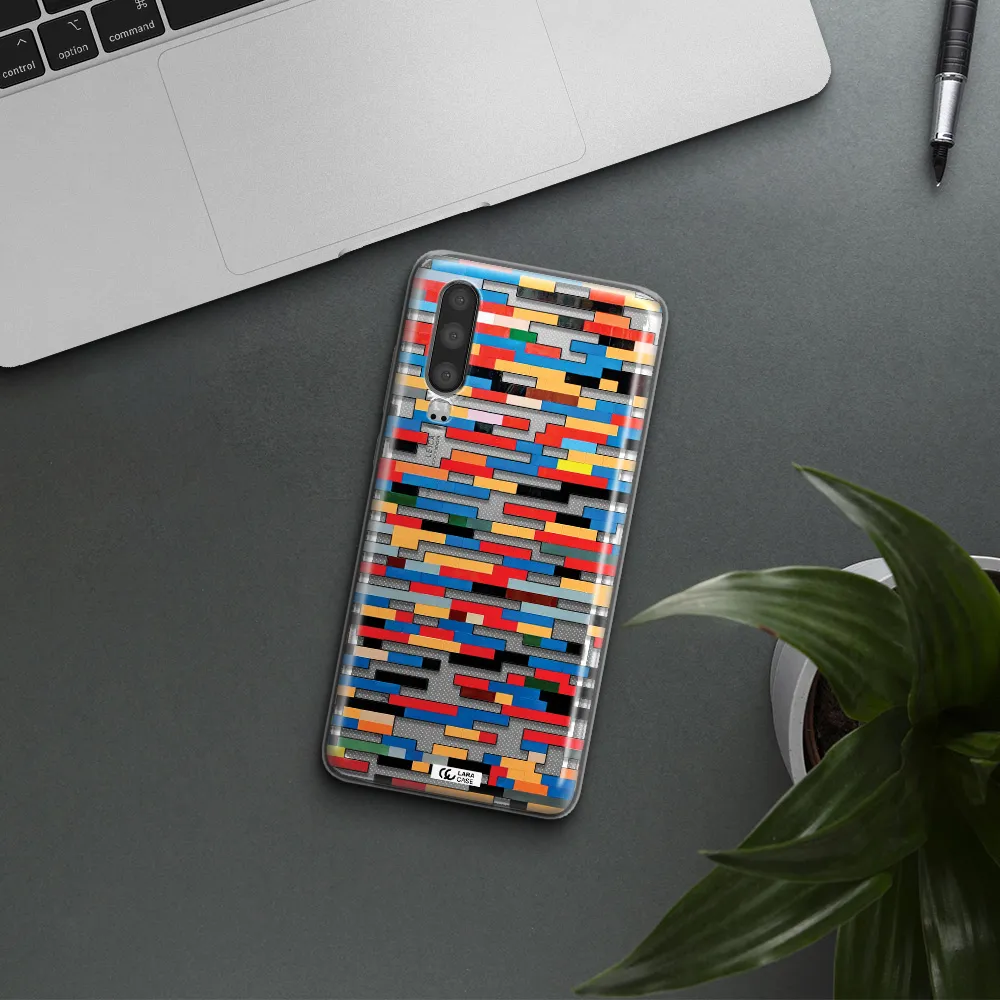 a colorful rectangular pattern on a white surface Huawei P30 Clear TPU Case