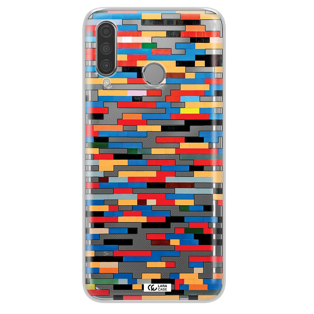 a colorful rectangular pattern on a white surface Huawei P30 Lite Clear TPU Case