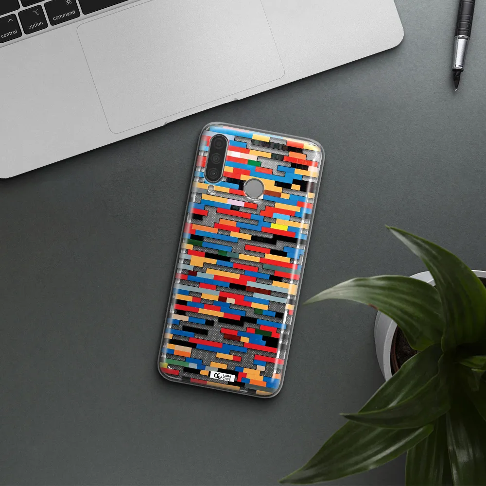 a colorful rectangular pattern on a white surface Huawei P30 Lite Clear TPU Case
