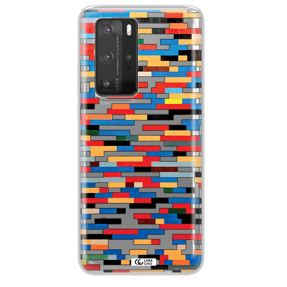 a colorful rectangular pattern on a white surface Huawei P40 Pro Clear TPU Case
