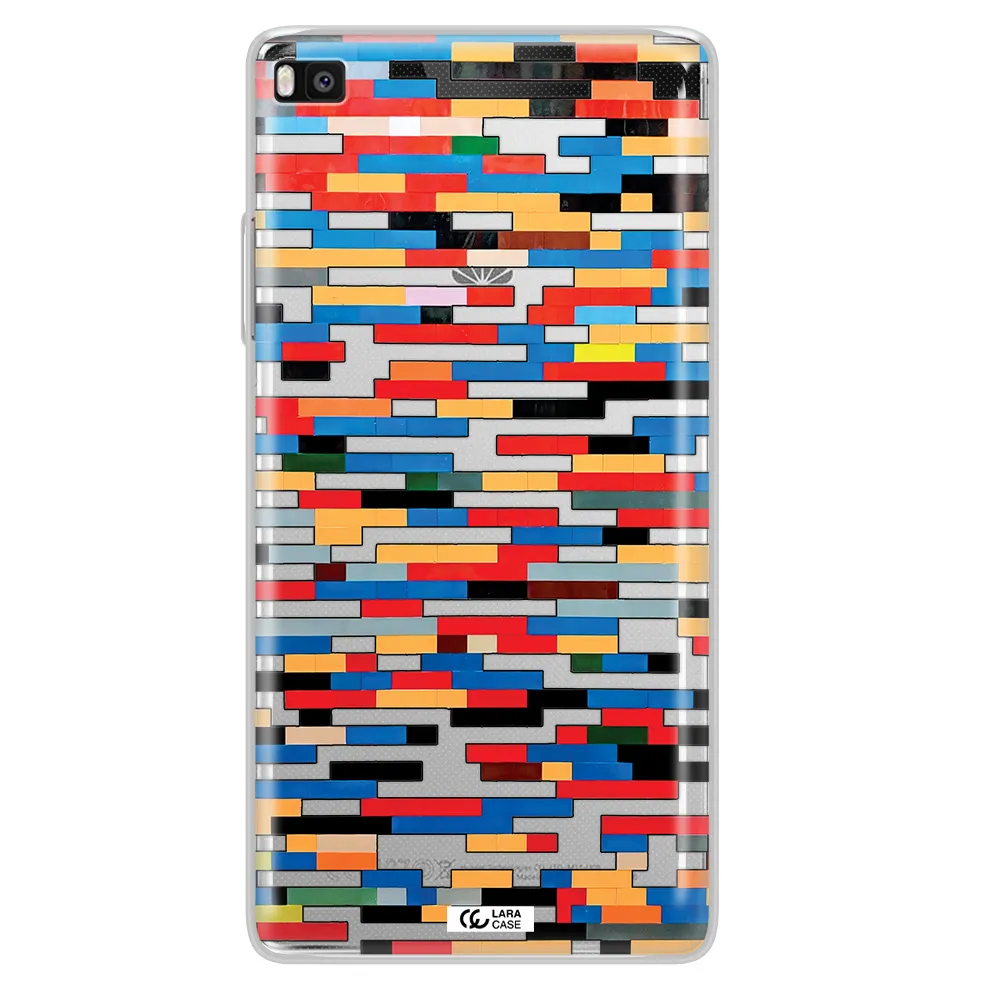 a colorful rectangular pattern on a white surface Huawei P8 Clear TPU Case