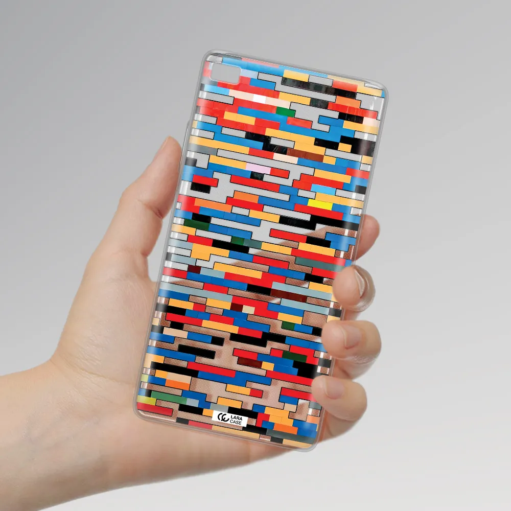 a colorful rectangular pattern on a white surface Huawei P8 Clear TPU Case