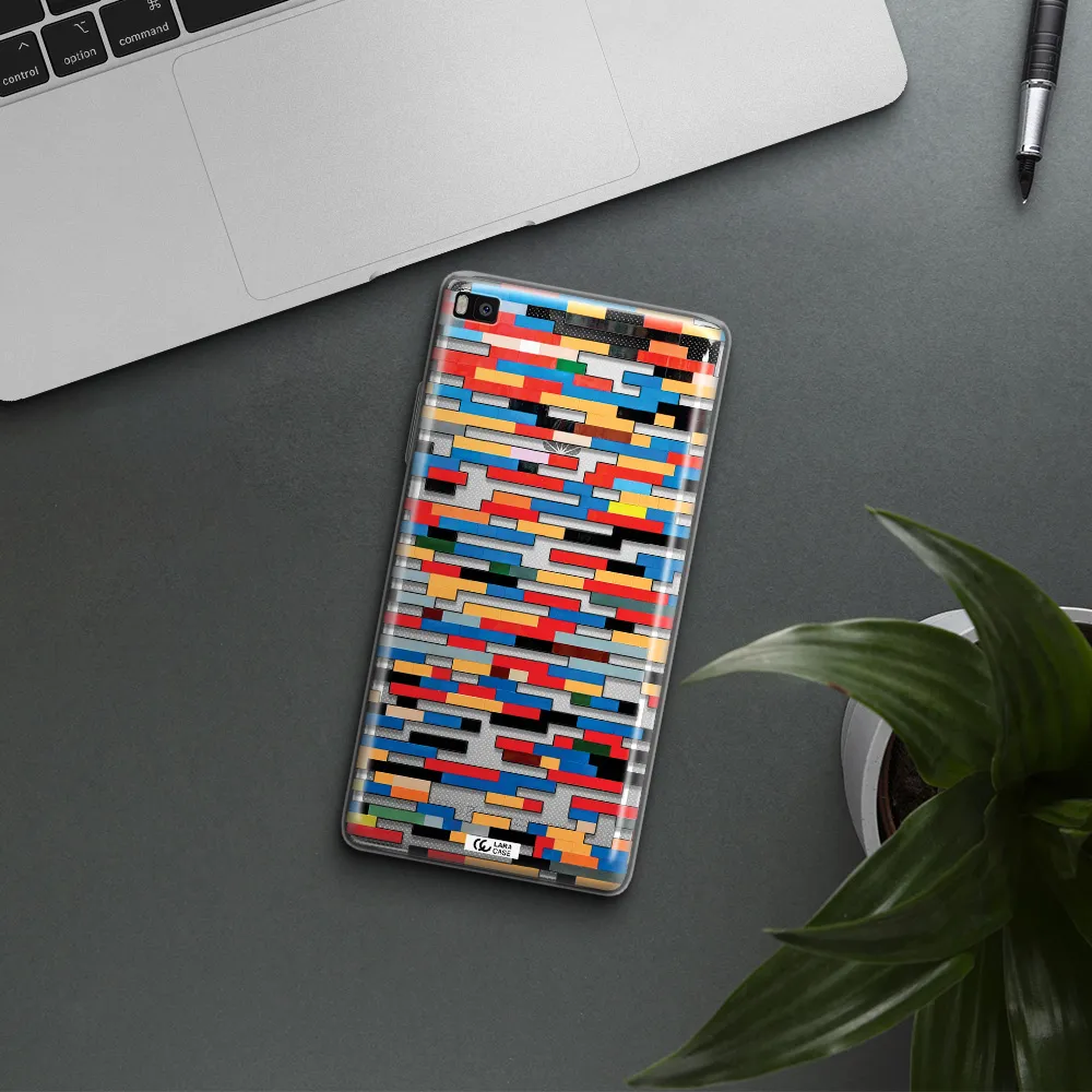 a colorful rectangular pattern on a white surface Huawei P8 Clear TPU Case