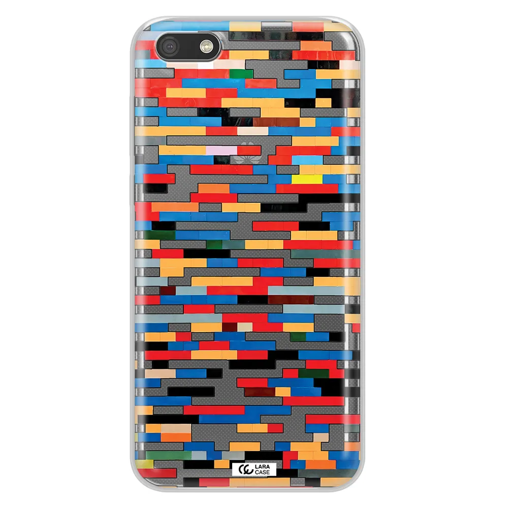 a colorful rectangular pattern on a white surface Huawei Y5 2018 Clear TPU Case