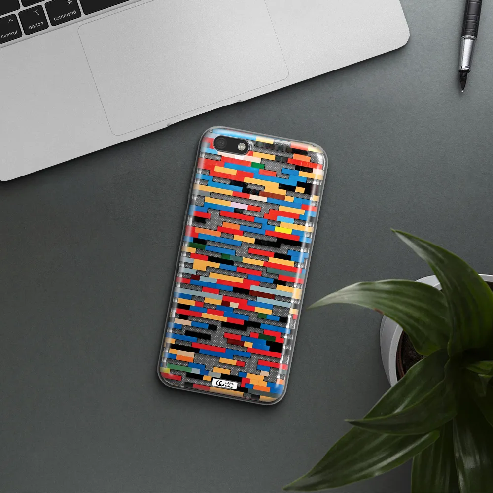 a colorful rectangular pattern on a white surface Huawei Y5 2018 Clear TPU Case