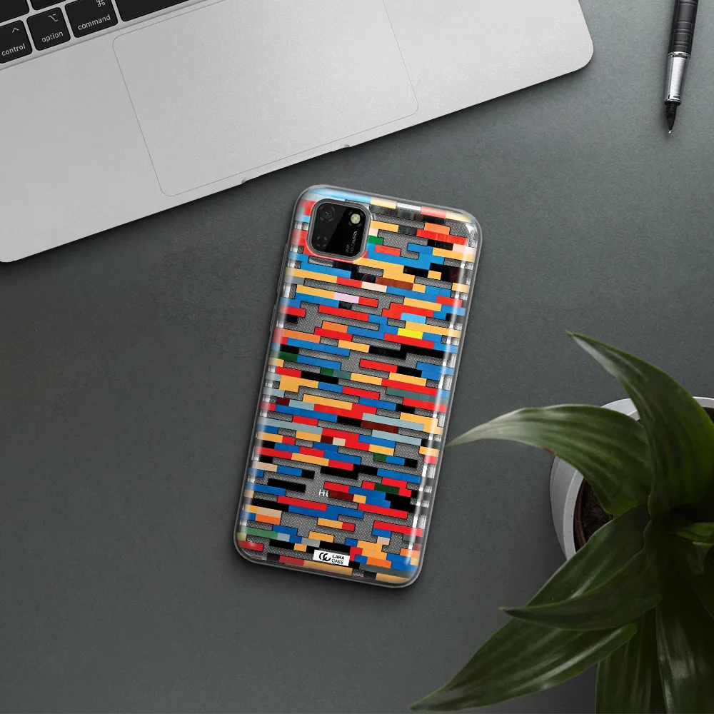 a colorful rectangular pattern on a white surface Huawei Y5P Clear TPU Case
