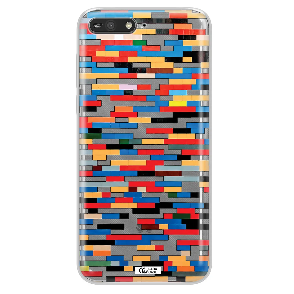 a colorful rectangular pattern on a white surface Huawei Y6 2018 Clear TPU Case