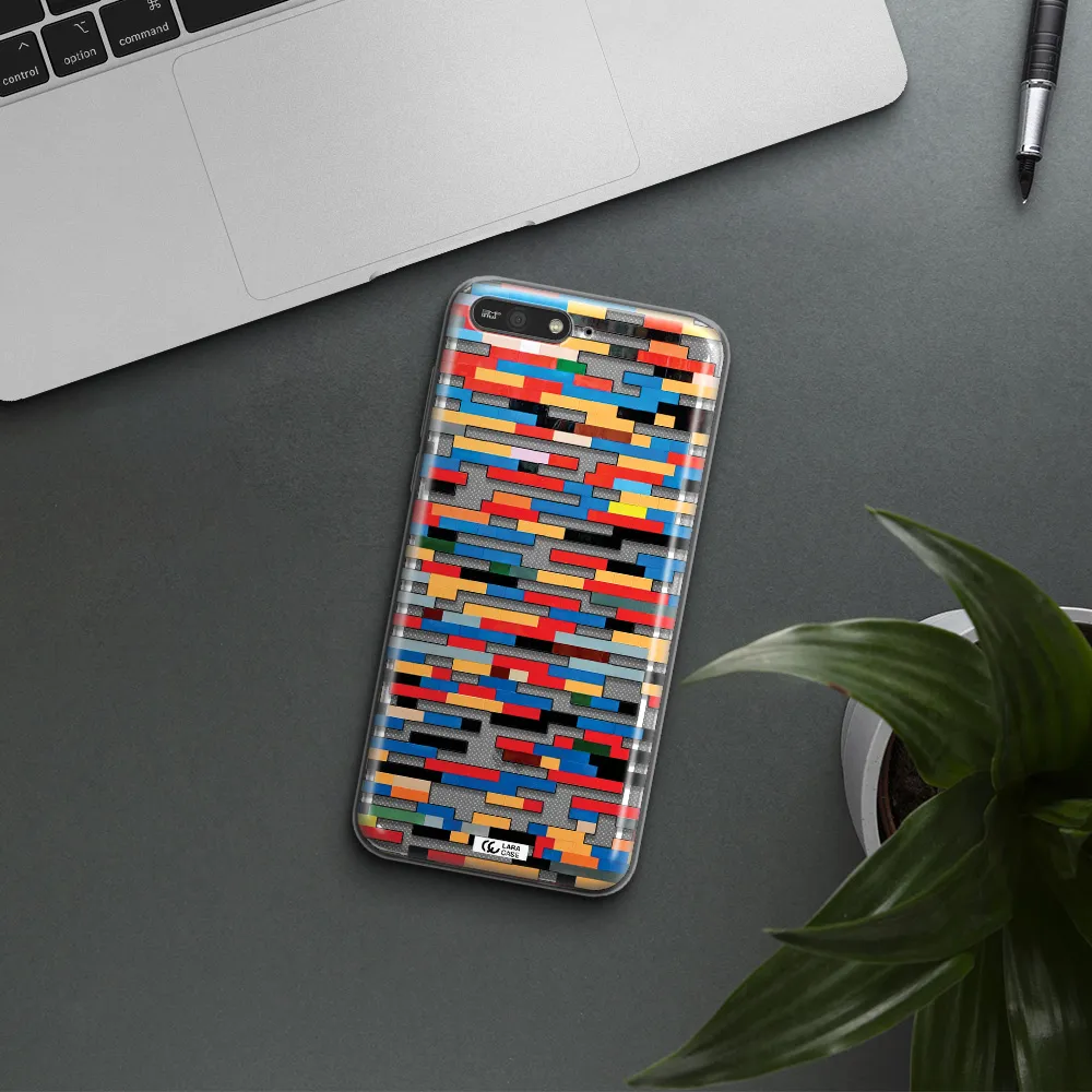 a colorful rectangular pattern on a white surface Huawei Y6 2018 Clear TPU Case
