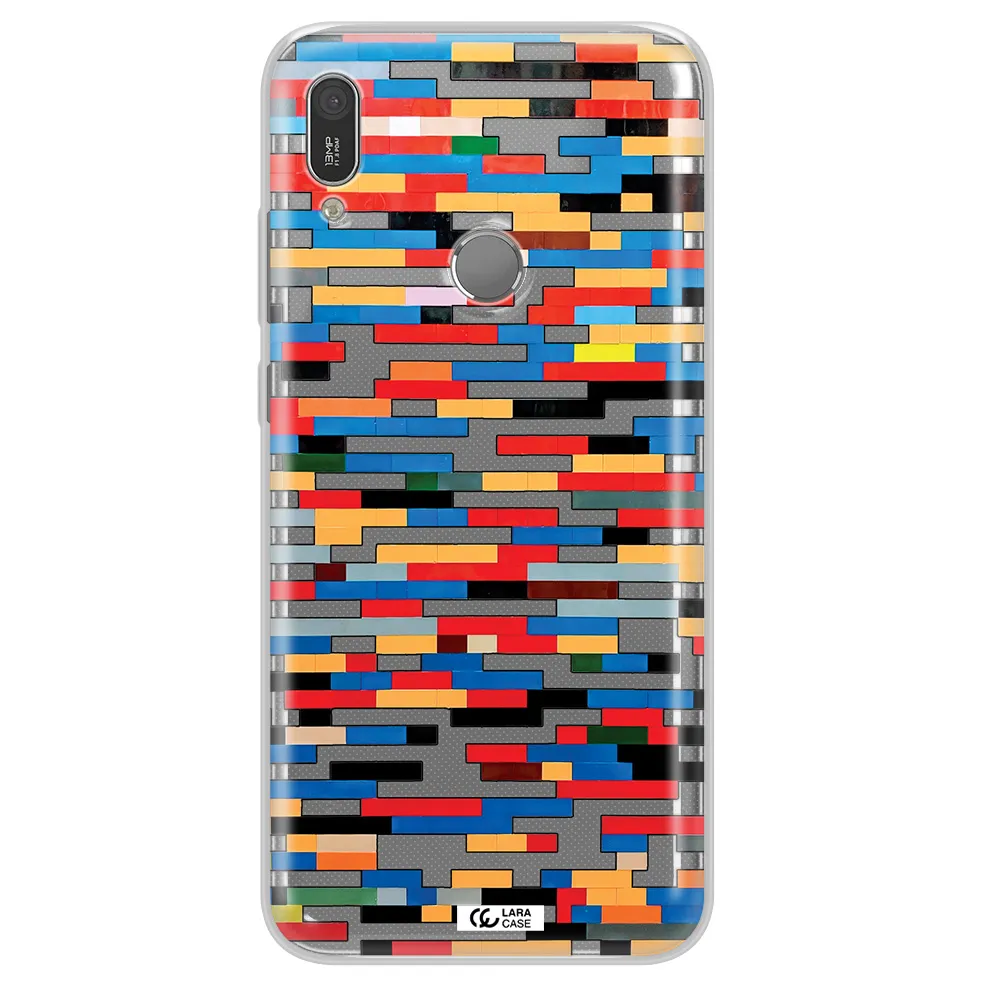 a colorful rectangular pattern on a white surface Huawei Y6 2019 Clear TPU Case