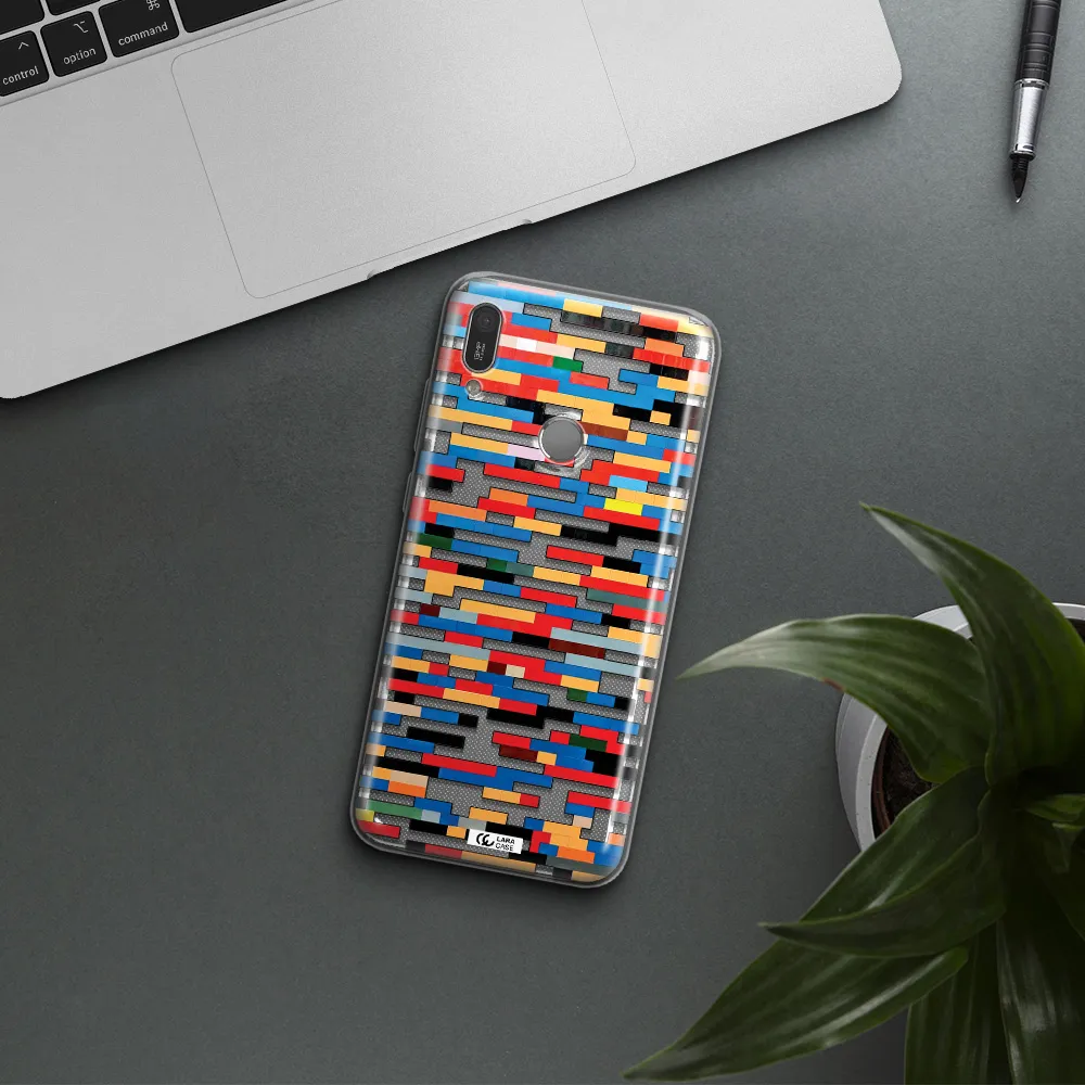 a colorful rectangular pattern on a white surface Huawei Y6 2019 Clear TPU Case