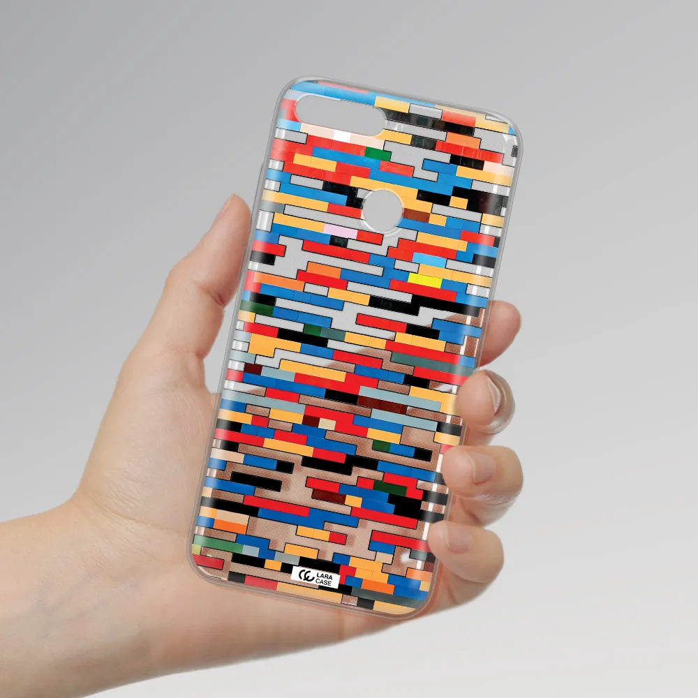 a colorful rectangular pattern on a white surface Huawei Y6 Prime 2018 Clear TPU Case