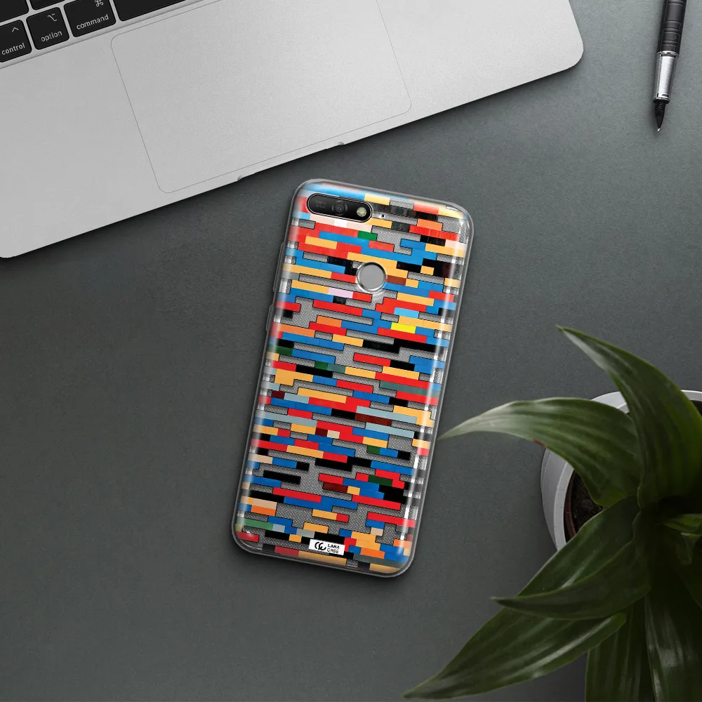 a colorful rectangular pattern on a white surface Huawei Y6 Prime 2018 Clear TPU Case