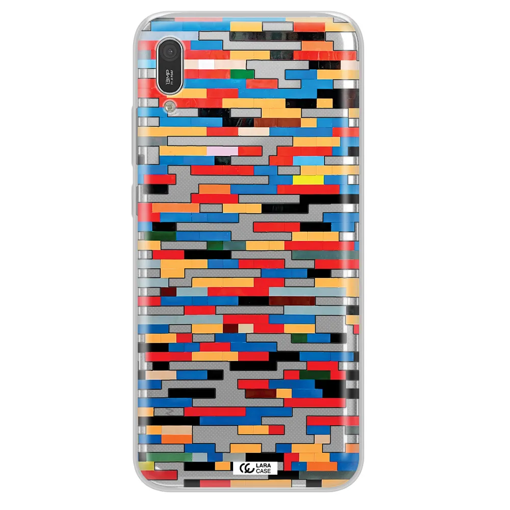 a colorful rectangular pattern on a white surface Huawei Y6 Pro 2019 Clear TPU Case