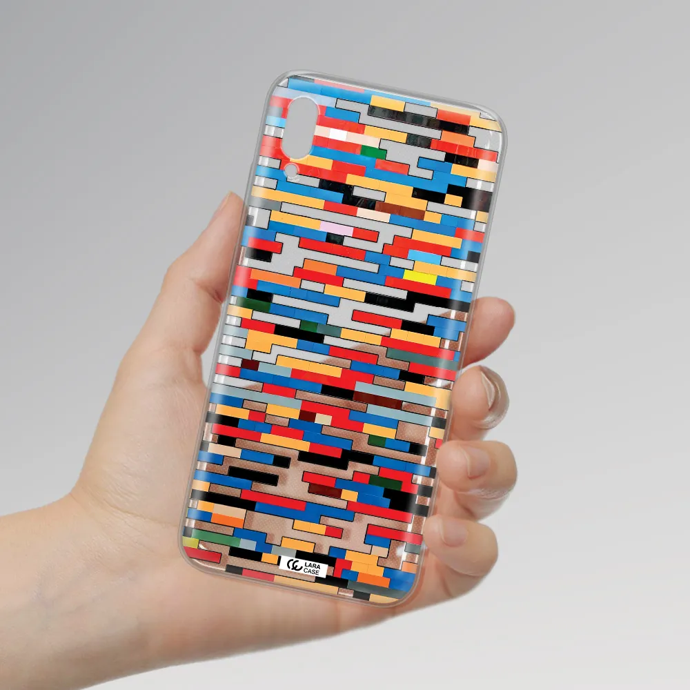 a colorful rectangular pattern on a white surface Huawei Y6 Pro 2019 Clear TPU Case