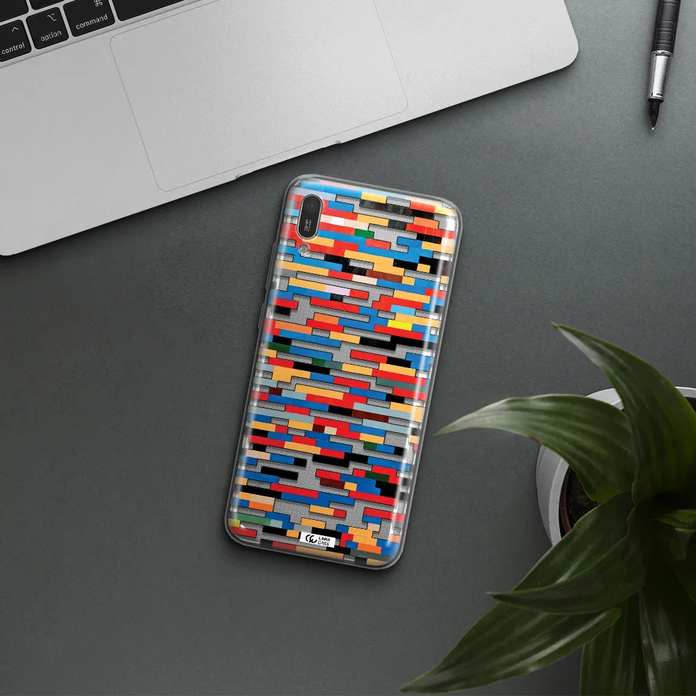 a colorful rectangular pattern on a white surface Huawei Y6 Pro 2019 Clear TPU Case