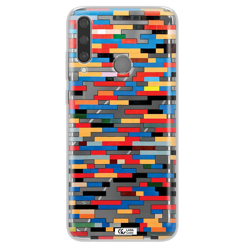 a colorful rectangular pattern on a white surface Huawei Y6P Clear TPU Case