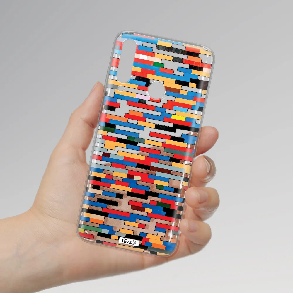 a colorful rectangular pattern on a white surface Huawei Y6P Clear TPU Case