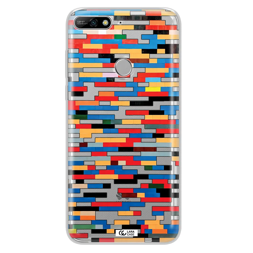 a colorful rectangular pattern on a white surface Huawei Y7 2018 Clear TPU Case