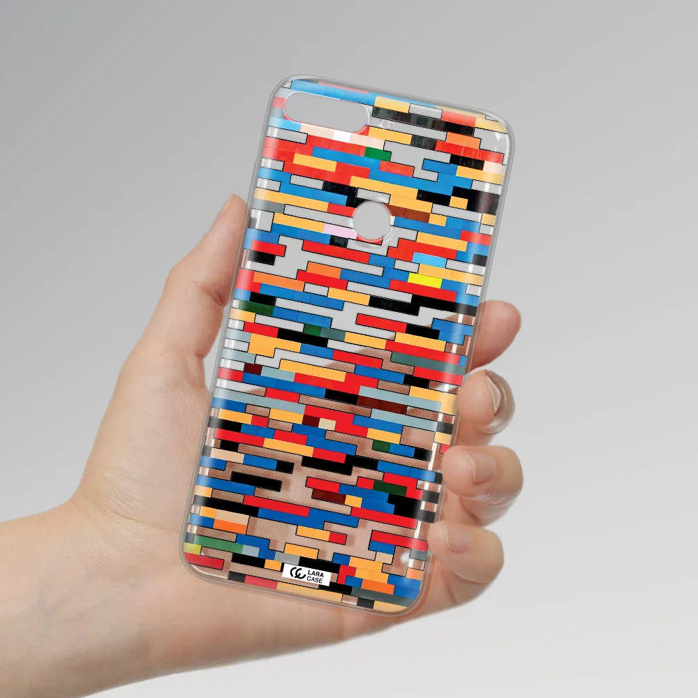 a colorful rectangular pattern on a white surface Huawei Y7 2018 Clear TPU Case