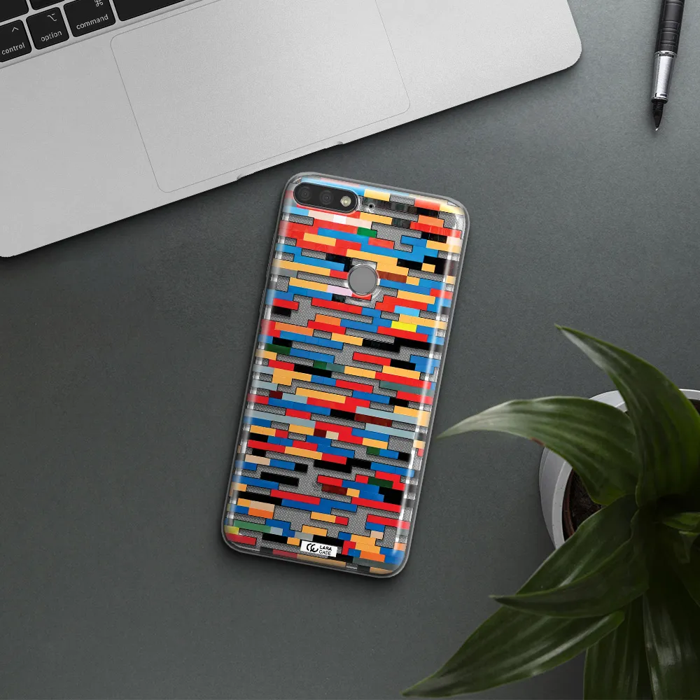 a colorful rectangular pattern on a white surface Huawei Y7 Prime 2018 Clear TPU Case