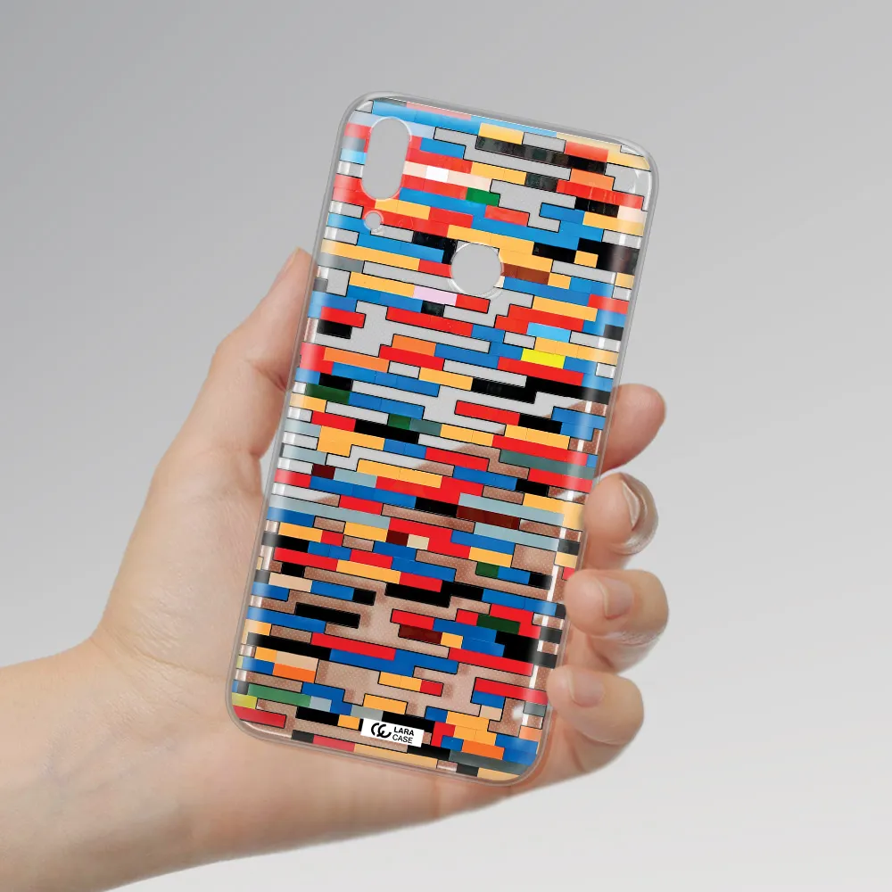 a colorful rectangular pattern on a white surface Huawei Y9 2019 Clear TPU Case