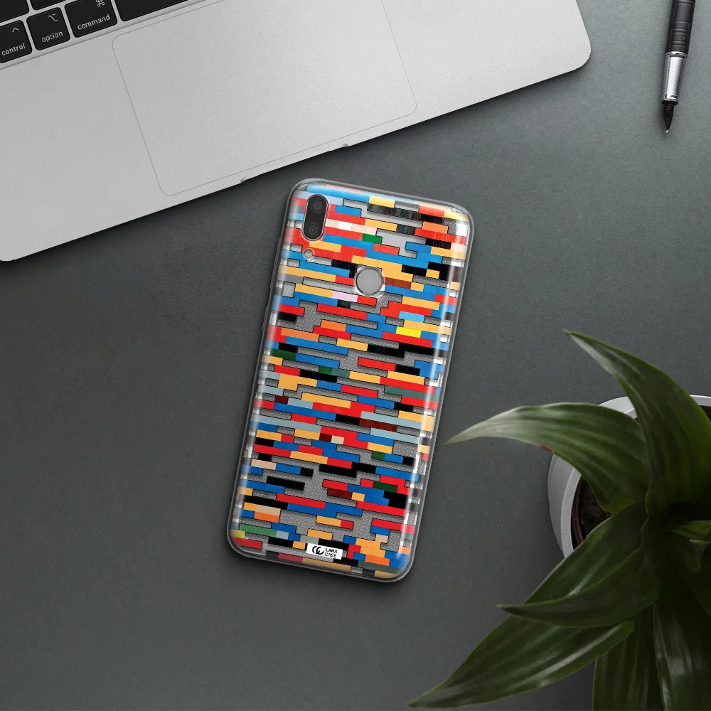 a colorful rectangular pattern on a white surface Huawei Y9 2019 Clear TPU Case