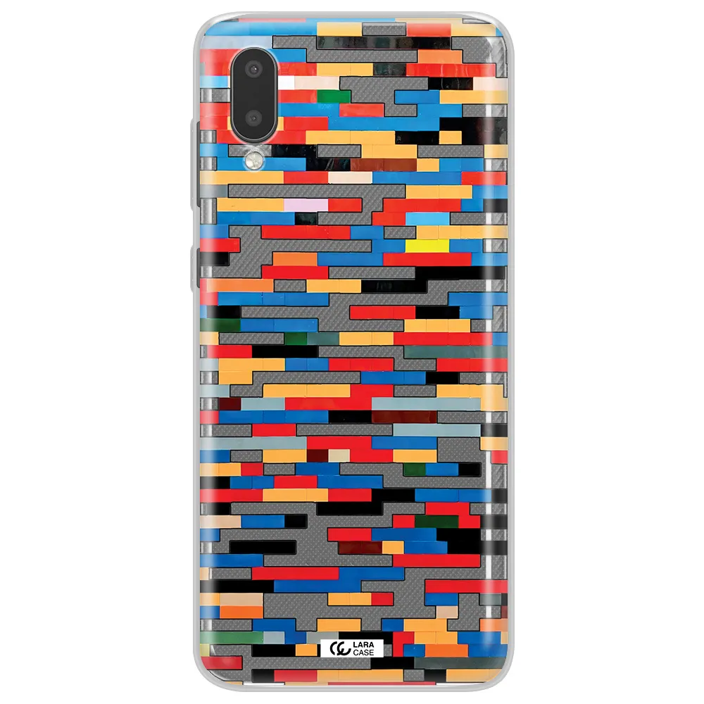 a colorful rectangular pattern on a white surface Samsung A02 Clear TPU Case