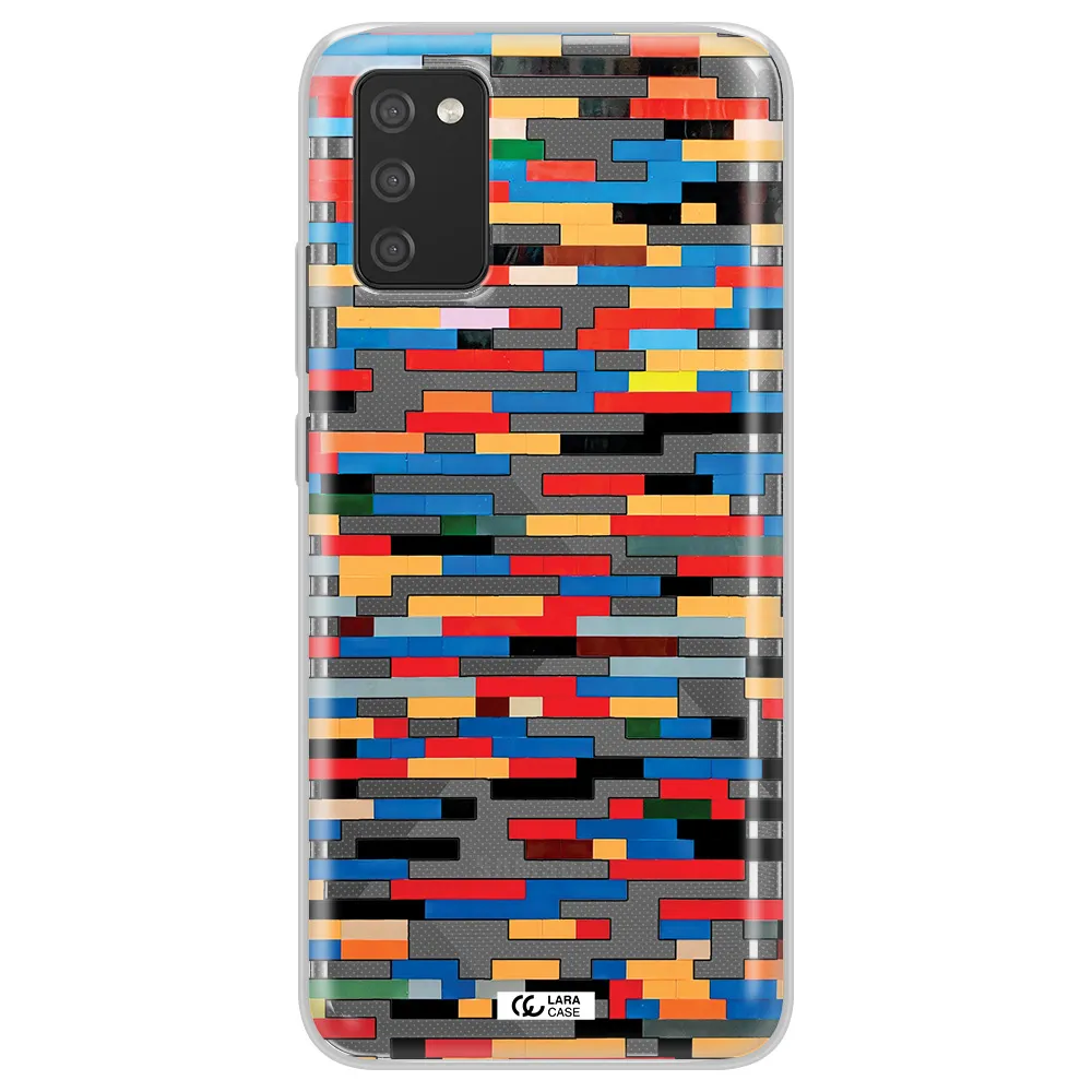 a colorful rectangular pattern on a white surface Samsung A02S Clear TPU Case