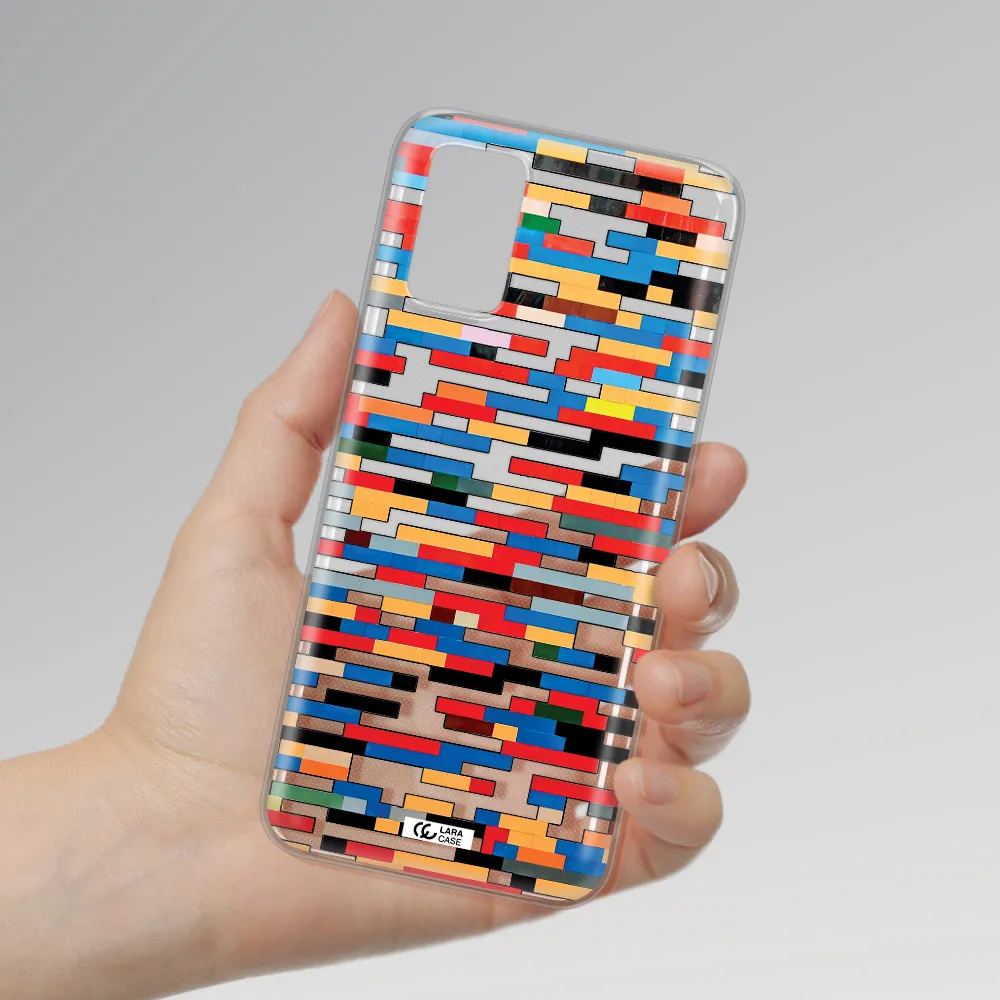 a colorful rectangular pattern on a white surface Samsung A03S Clear TPU Case