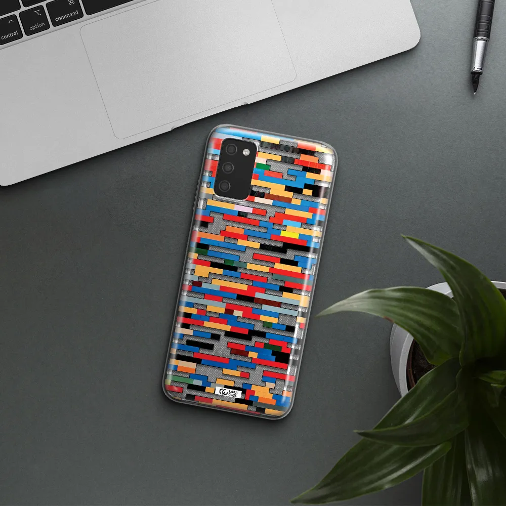 a colorful rectangular pattern on a white surface Samsung A03S Clear TPU Case
