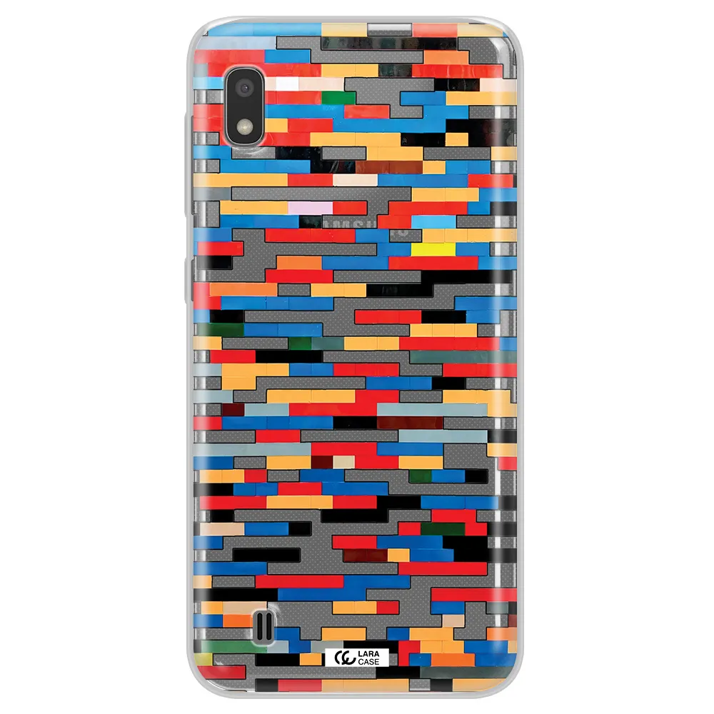 a colorful rectangular pattern on a white surface Samsung A10 Clear TPU Case