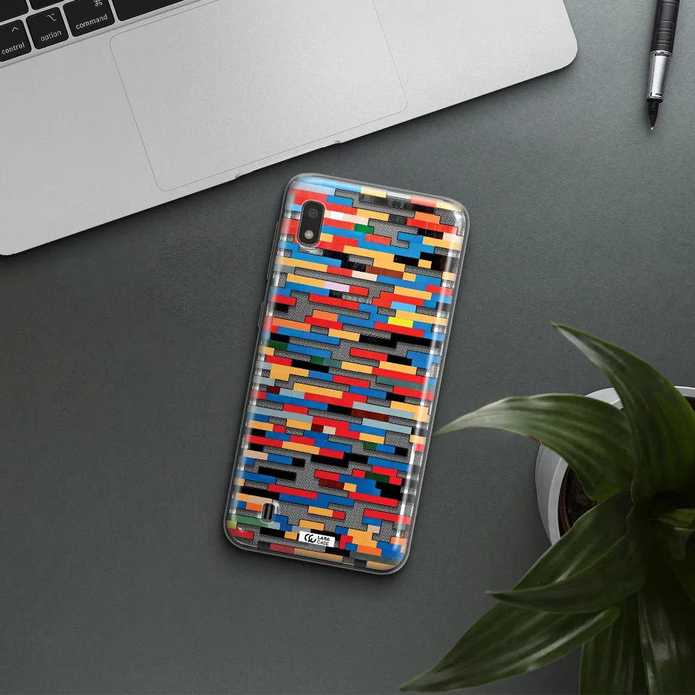 a colorful rectangular pattern on a white surface Samsung A10 Clear TPU Case