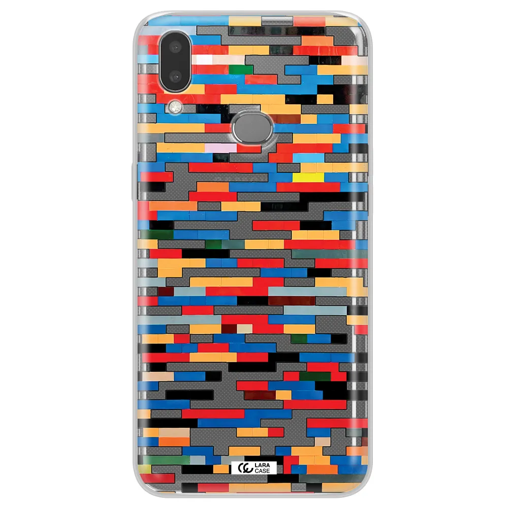 a colorful rectangular pattern on a white surface Samsung A10S Clear TPU Case