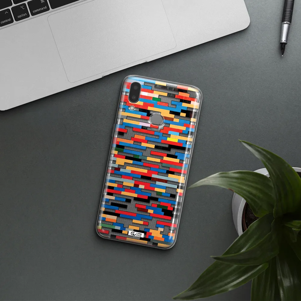 a colorful rectangular pattern on a white surface Samsung A10S Clear TPU Case