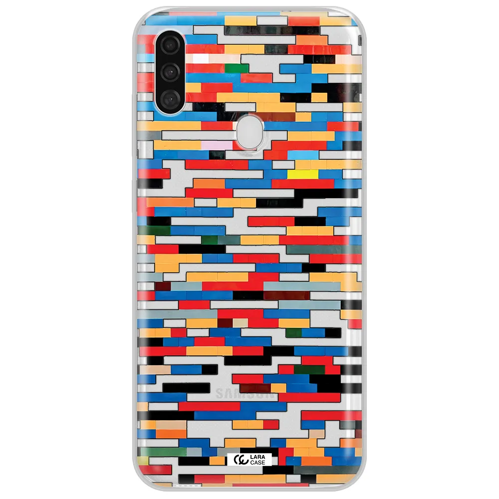 a colorful rectangular pattern on a white surface Samsung A11 Clear TPU Case