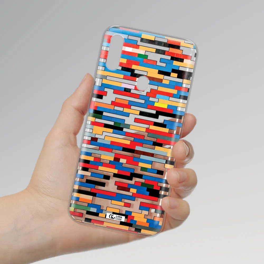 a colorful rectangular pattern on a white surface Samsung A11 Clear TPU Case