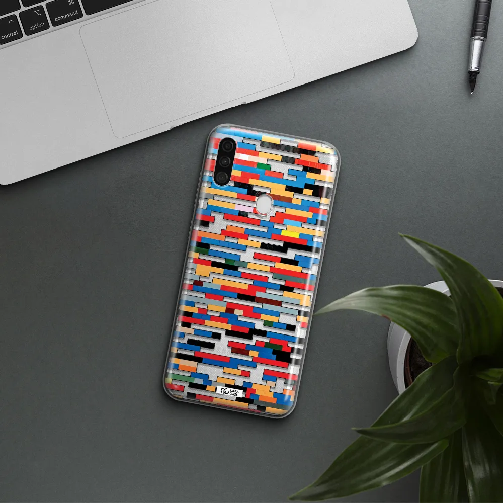 a colorful rectangular pattern on a white surface Samsung A11 Clear TPU Case