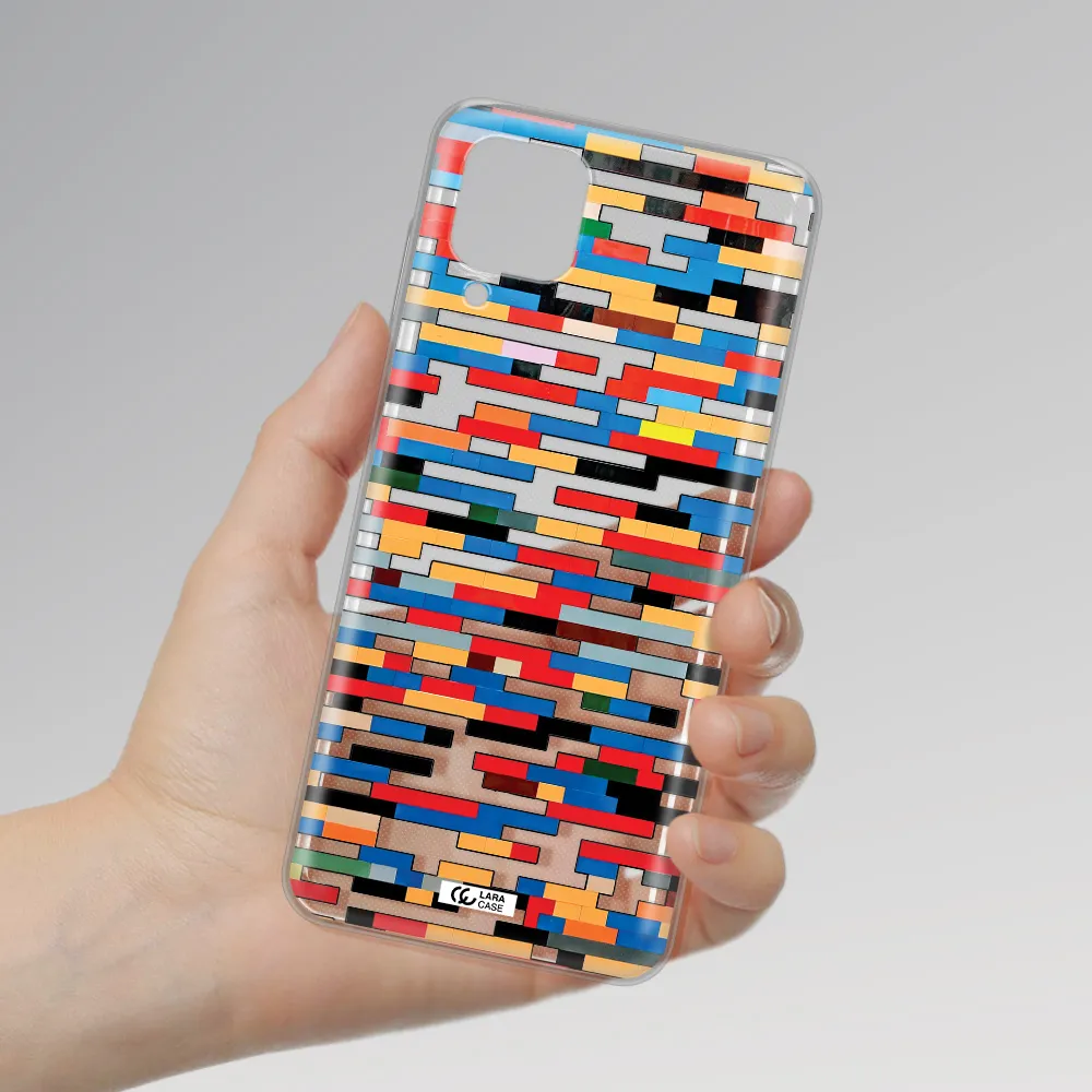 a colorful rectangular pattern on a white surface Samsung A12 4g Clear TPU Case