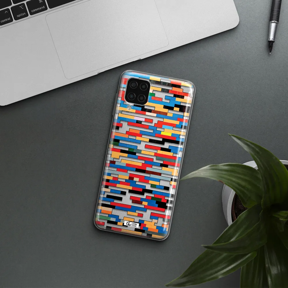 a colorful rectangular pattern on a white surface Samsung A12 4g Clear TPU Case