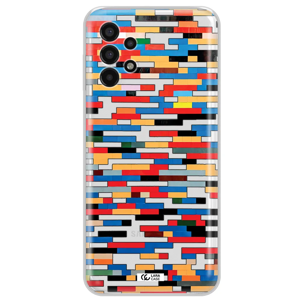 a colorful rectangular pattern on a white surface Samsung A13 4g Clear TPU Case
