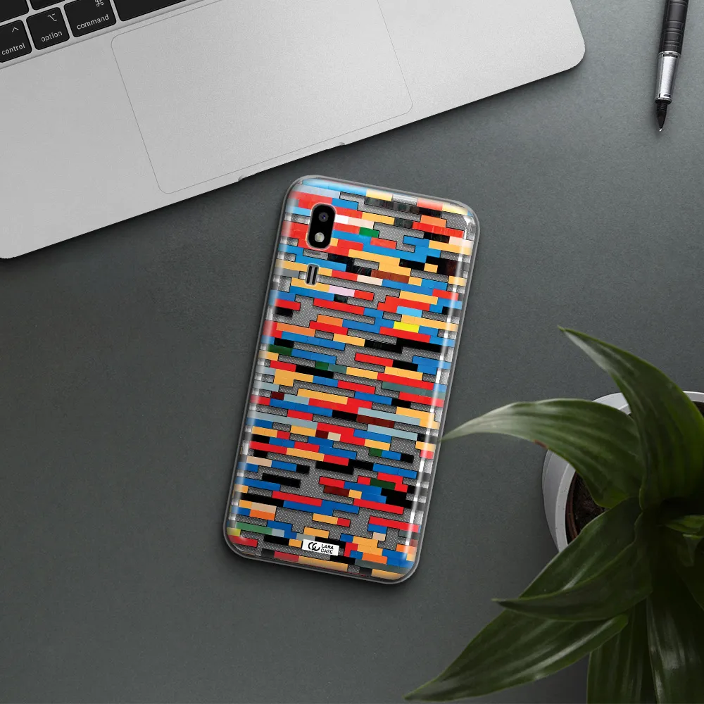 a colorful rectangular pattern on a white surface Samsung A2 Core Clear TPU Case