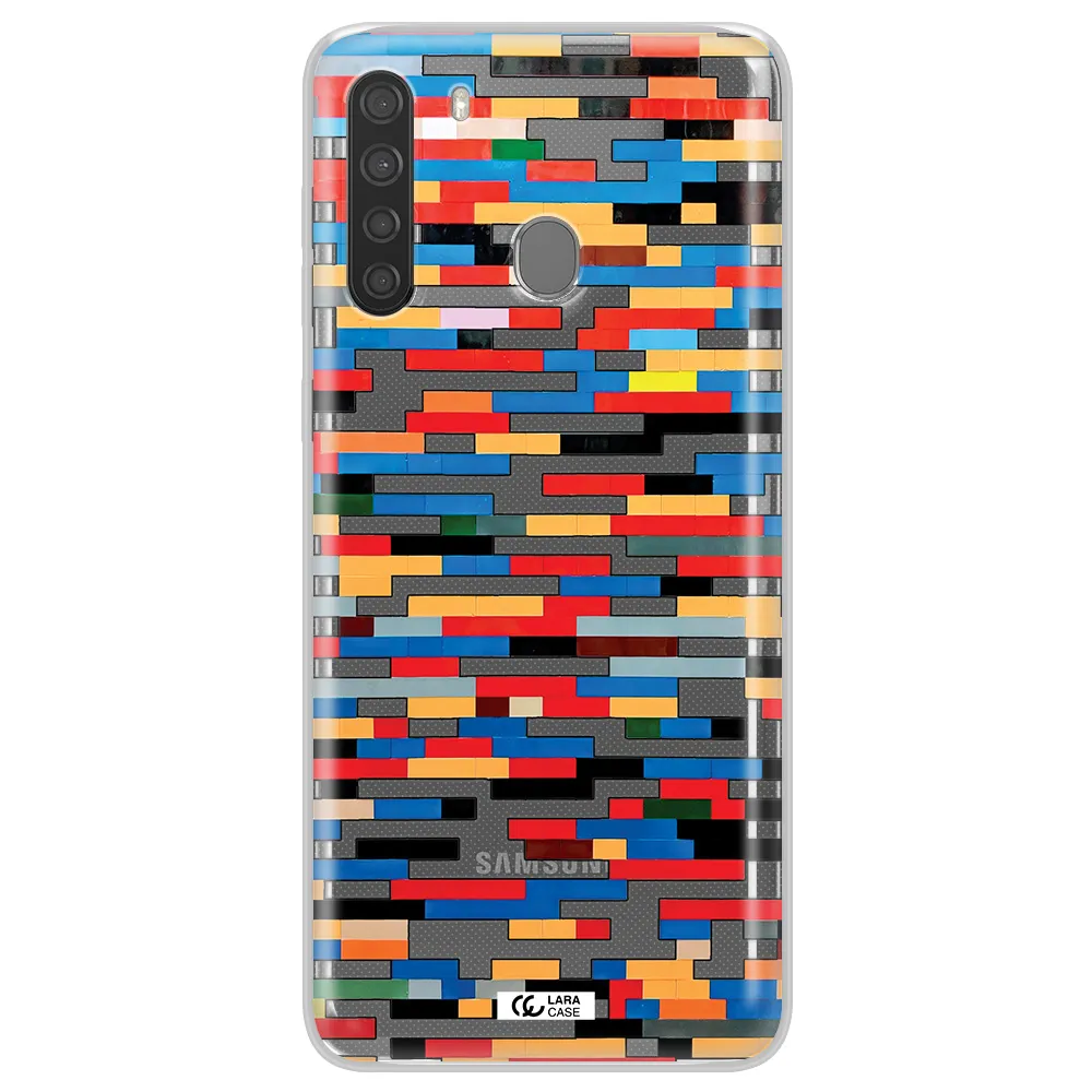 a colorful rectangular pattern on a white surface Samsung A21 Clear TPU Case