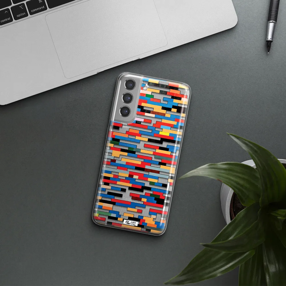 a colorful rectangular pattern on a white surface Samsung A21 Fe Clear TPU Case