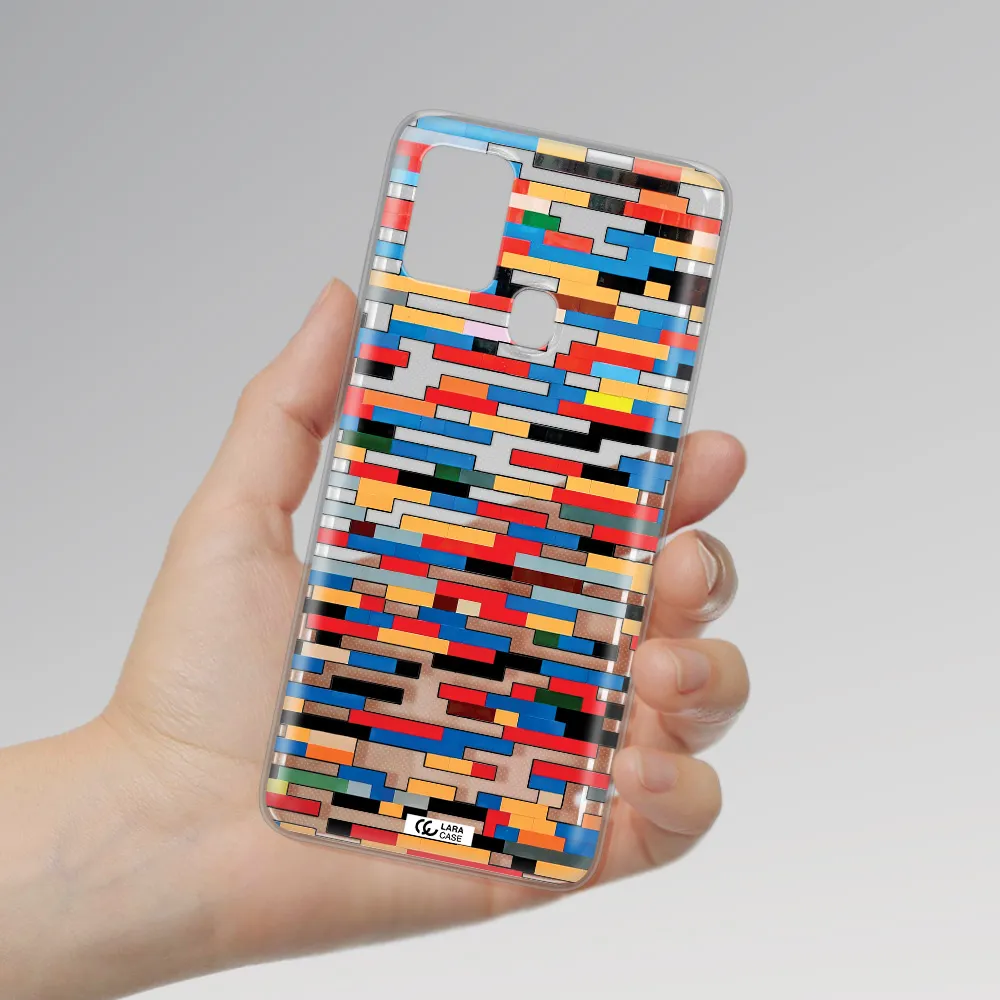 a colorful rectangular pattern on a white surface Samsung A21S Clear TPU Case