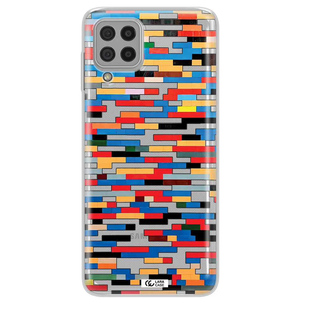 a colorful rectangular pattern on a white surface Samsung A22 4g Clear TPU Case