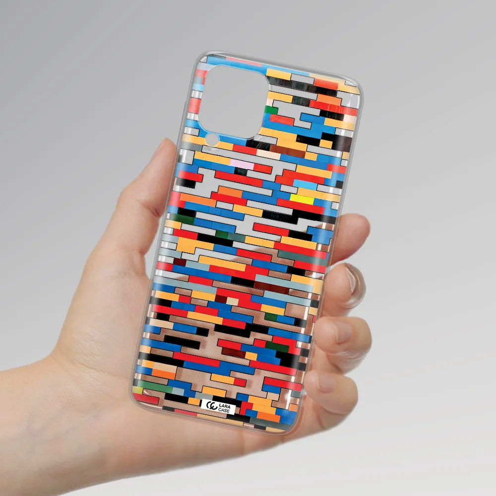 a colorful rectangular pattern on a white surface Samsung A22 4g Clear TPU Case