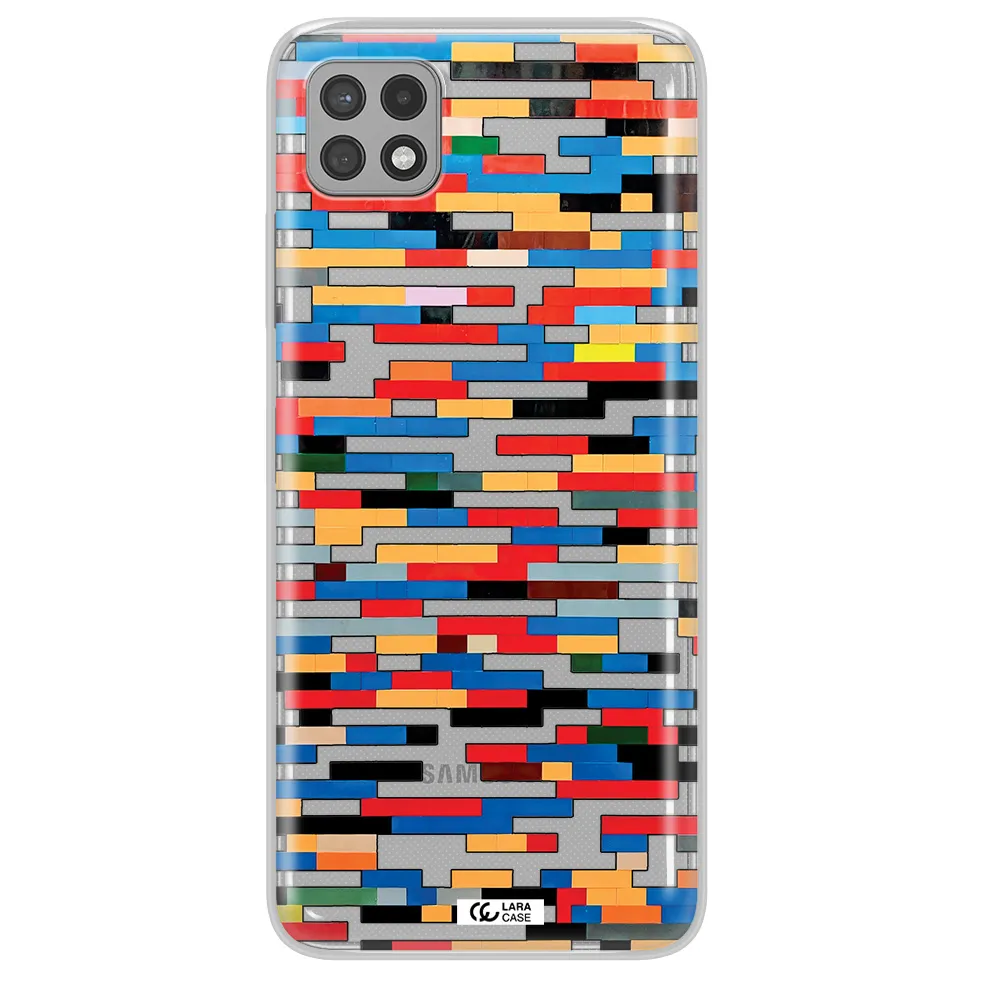 a colorful rectangular pattern on a white surface Samsung A22 5g Clear TPU Case